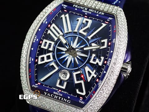 Franck Muller 法蘭穆勒 FM Vanguard Yachting V45 SC DT 遊艇 藍色面盤&nbsp;精鑲鑽框 自動上鏈 44x54 mm