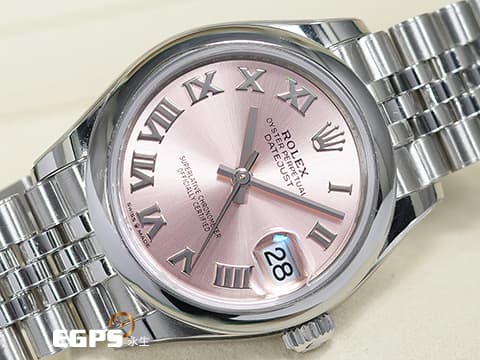 ROLEX 勞力士 Datejust 31 蠔式日誌型 278240 粉紅色錶面盤 羅馬數字時標 經典 DJ31 不鏽鋼 2025年保單 紀念型（Jubilee）錶帶 自動上鍊 31mm