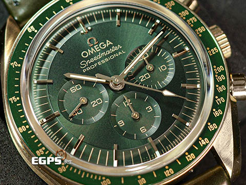 OMEGA 歐米茄 Speedmaster Moonwatch Professional 超霸 速霸&nbsp;Moonshine金&nbsp;31063425010001&nbsp;綠色面盤 綠油金&nbsp;專業 登月錶 計時碼表&nbsp;3861機芯&nbsp;2025年保卡 同軸擒縱 手上鏈 42 mm