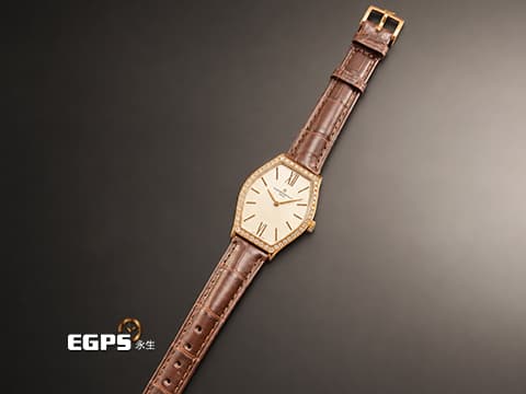 Vacheron Constantin 江詩丹頓 VC錶 Malte 馬耳他系列 25530/000R-9742 玫瑰金材質 鱷魚皮帶 銀白色面盤 原廠鑲鑽錶圈&nbsp;搭配原廠18K玫瑰金材質錶扣! 石英機芯 34.4 x 28.4mm