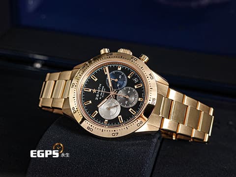 ZENITH 真力時 El Primero 系列 Chronomaster Sport 經典三色計時盤 18.3101.3600/21.M3100&nbsp;玫瑰金材質 整只重約5兩&nbsp;高振頻 1/10秒 計時碼表 2026年保單&nbsp;自動上鍊 41mm