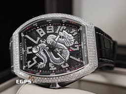 Franck Muller 法蘭穆勒 FM錶 Vanguard Yachting 遊艇系列 Dragon King Limited Edition 龍王&nbsp;<font color="#ff0000">限量188只&nbsp;精鑲鑽圈、面盤</font>&nbsp;V45 YT SC DT AC NR 酒桶型 不鏽鋼 自動腕錶  44x54mm