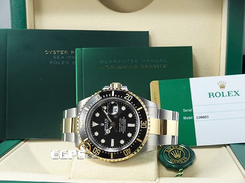 ROLEX 勞力士 Sea-Dweller 126603 蠔式 海使者 不鏽鋼&amp;18K黃金材質 半金款 金字海使 單金 陶瓷錶圈 2019年保卡 排氦氣閥 潛水錶 自動上鍊 43mm