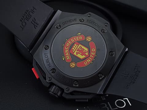 HUBLOT 宇舶錶 GENEVE 716.CI.1129RX 日內瓦印記 紅魔鬼 曼聯足球連名款 黑色限量 500只 自動上鍊 46mm