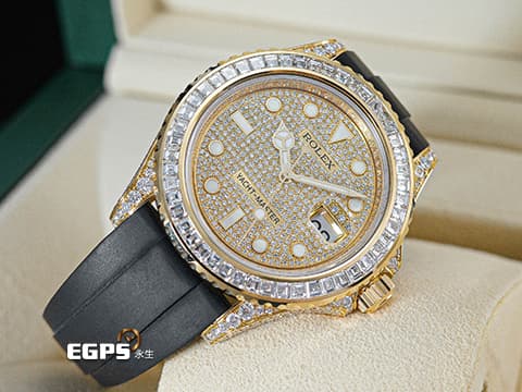 ROLEX 勞力士 Yacht-Master 42 蠔式 遊艇名仕型 226658&nbsp;精鑲226668TBR 後加大梯鑽石外圈、錶耳、錶側、折疊扣、客製化滿天星面盤&nbsp;18K黃金材質&nbsp;2022年保卡&nbsp;自動上鍊 42mm