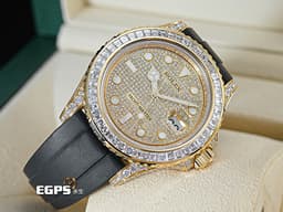 ROLEX 勞力士 Yacht-Master 42 蠔式 遊艇名仕型 226658&nbsp;<font color="#f5e429">精鑲226668TBR 後加大梯鑽石外圈、錶耳、錶側、折疊扣、客製化滿天星面盤</font>&nbsp;18K黃金材質<font color="#ff0000">&nbsp;2022年保卡</font>&nbsp;自動上鍊 42mm