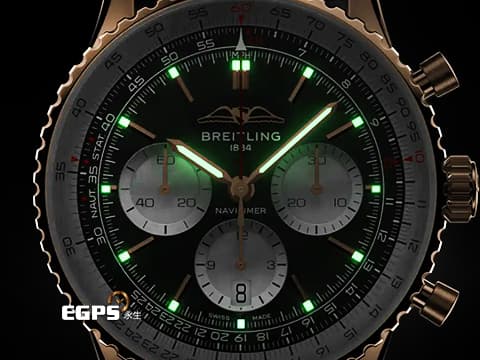 Breitling百年靈 Navitimer B01 Chronograph 43 RB0138211B1P1 18K紅金材質 Navitimer 飛行滑尺 最具收藏價值 原廠膠膜保留 2026年&nbsp;自動上鍊 43mm