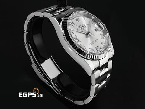 ROLEX 勞力士 Datejust 36 蠔式日誌型 126234 不鏽鋼材質 原廠鑲嵌鑽石VI IX時標 銀灰色太陽紋放射面盤&nbsp;2024年保單 蠔式（Oyster）三節板帶 自動上鍊 36mm