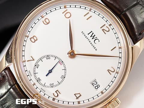 IWC 萬國錶 Portugieser Hand-Wound 8 Days 葡萄牙系列 IW510204 八日鍊 玫瑰金材質 小秒針 錶背動能顯示 手上鍊&nbsp;43mm