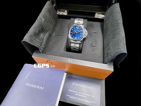 PANERAI 沛納海 Luminor Due 3 Days PAM1124 經典夜光三明治藍色面盤 三日鍊 小秒針 PAM01124 不鏽鋼 2026年保卡 自動上鍊 42mm