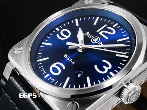Bell &amp; Ross 柏萊士 &nbsp;BR-03 BLACK STEEL&nbsp;BR03A-BLU-ST/SCA 不鏽鋼材質 藍色放射紋面盤&nbsp;2025年保卡 台灣公司貨&nbsp;自動上鍊 41mm
