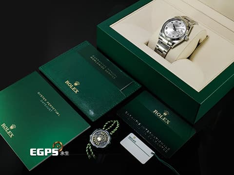 ROLEX 勞力士 Datejust 36 蠔式日誌型 126234 不鏽鋼材質 原廠鑲嵌鑽石VI IX時標 銀灰色太陽紋放射面盤&nbsp;2024年保單 蠔式（Oyster）三節板帶 自動上鍊 36mm
