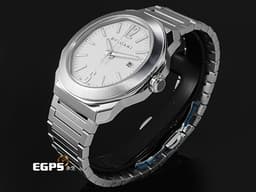 BVLGARI 寶格麗 Octo Roma 103738 不鏽鋼材質 <font color="#e0fdff">巴黎釘紋白色錶盤 快拆功能錶帶 自由切換鏈帶、膠帶風格搭配</font><font color="#FF0000">&nbsp;2025年保卡</font>&nbsp;自動上鍊 41mm
