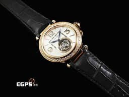 CARTIER 卡地亞 Pasha de Cartier HPI01575 18K玫瑰金材質 <font color="#05f0f0">陀飛輪 錶冠鑲嵌0.36克拉 錶圈鑲嵌47顆(共1.98克拉)&nbsp;&nbsp;</font><font color="#ff0000">2026年保卡 新式「QuickSwitch」錶帶快拆系統 附皮革錶帶 新錶訂價：約3,480,000元&nbsp;</font>自動上鍊 35.1mm