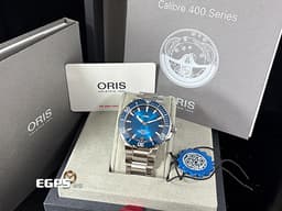 ORIS 豪利時 Aquis Date Calibre 400 時間之海 7763&nbsp;<font color="#1b6b9d">藍水鬼 藍色面盤 陶瓷外圈</font>&nbsp;0140077634135 不鏽鋼 <font color="#ff0000">五日鍊 自製機芯&nbsp;</font><font color="#FF0000">2024年台灣公司貨</font>&nbsp;潛水錶 自動上鍊 43.5mm