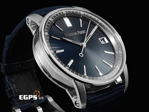 Audemars Piguet 愛彼 AP錶 CODE 11.59系列 15210ST.OO.A348KB.01 藍色同心圓漣漪紋飾面盤&nbsp;大三針 不鏽鋼材質 2025年保卡&nbsp;自動上鍊 41mm