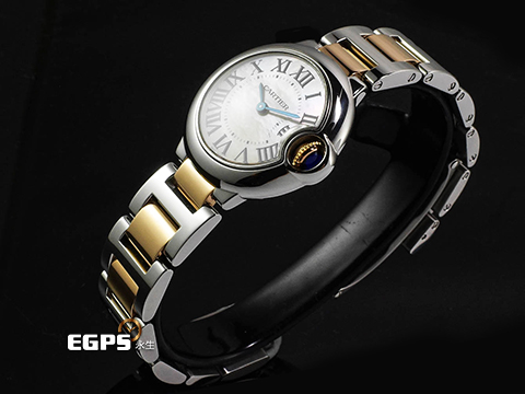 CARTIER 卡地亞 Ballon Bleu de Cartier 藍氣球 W2BB0009 <font color="#05f0f0">雙色精鋼與18K玫瑰金鏈節 &nbsp;藍鋼劍形指針、羅馬數字時標</font>&nbsp;石英機芯 28.6mm