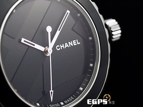 CHANEL 香奈兒 J12 Untitled H5581 黑色高科技陶瓷材質 啞光抽象構圖黑色面盤 全球限量1200只 自動上鍊  38mm