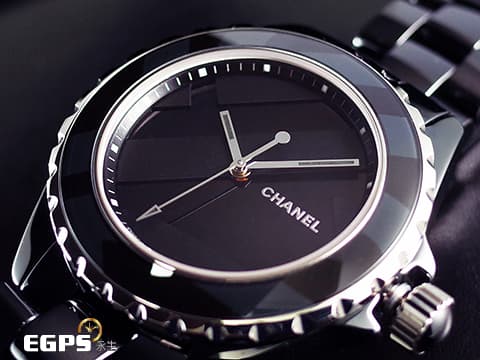 CHANEL 香奈兒 J12 Untitled H5581 黑色高科技陶瓷材質 啞光抽象構圖黑色面盤 全球限量1200只 自動上鍊  38mm