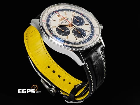 BREITLING 百年靈 Navitimer B01 Chronograph 43 航空計時 AB01382 AB0138241G1P1 不鏽鋼材質 計時碼表 米白色熊貓面盤 2024年保單 經典環形飛行滑尺 百年靈自製01機芯 自動上鍊 43mm