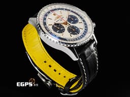 BREITLING 百年靈 Navitimer B01 Chronograph 43 航空計時 AB01382 AB0138241G1P1 不鏽鋼材質 計時碼表 <font color="#fff2e5">米白色熊貓面盤</font> <font color="#FF0000">2024年保單 經典環形飛行滑尺 百年靈自製01機芯</font> 自動上鍊 43mm