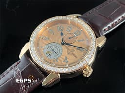 UlysseNardin雅典錶 Ulysse I Limited Edition 272-82/C-R 18K玫瑰金材質<font color="#b76e01"> 精鑲鑽石錶框 香檳金色扭索紋錶盤 </font><font color="#ff0000">限量500只&nbsp;</font>自動上鍊 45mm