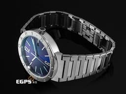 BVLGARI 寶格麗 BULGARI 103720 不鏽鋼材質 <font color="#05f0f0">藍色太陽紋放射面盤</font>&nbsp;<font color="#ff0000">2025年保卡</font> 自動上鍊 40mm