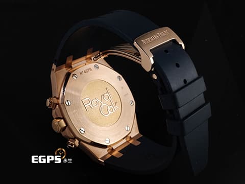 Audemars Piguet AP錶 愛彼 Royal Oak 皇家橡樹 18K玫瑰金材質 26320OR&nbsp;白色格紋面盤 計時碼錶 台灣公司貨&nbsp;自動上鏈 41mm