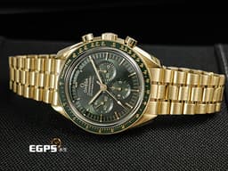 OMEGA 歐米茄 Speedmaster Moonwatch Professional 超霸 速霸 <font color="#edbb91">Moonshine金</font> 31060425010001 <font color="#2a6d1c">綠色面盤</font> 計時碼表 專業 登月錶&nbsp;<font color="#FF0000">3861機芯&nbsp;</font><font color="#FF0000">2022年台灣公司貨</font>&nbsp;同軸擒縱 手上鏈 42 mm