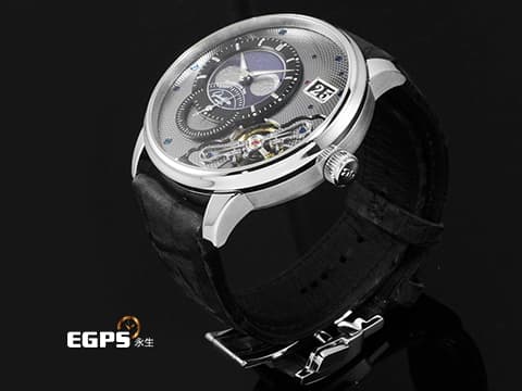GLASHUTTE ORIGINAL 格拉蘇蒂 Pano PanoMaticLunar 1-91-04-01-03-62 950鉑金材質 偏心月相 德式經典大日期窗 鍍黑色銠飾紋飾紋鏤空面盤 雙鵝頸  2025保單 限量200支&nbsp; 自動上鍊 42mm