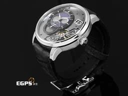GLASHUTTE ORIGINAL 格拉蘇蒂 Pano PanoMaticLunar 1-91-04-01-03-62 950鉑金材質<font color="#05f0f0"> 偏心月相 德式經典大日期窗 鍍黑色銠飾紋飾紋鏤空面盤 雙鵝頸 </font><font color="#FF0000"> 2025保單 限量200支&nbsp;</font> 自動上鍊 42mm
