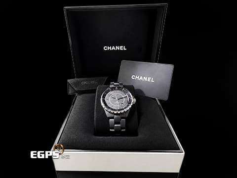 CHANEL 香奈兒 J12 Ceramic GMT H3101 黑色啞光陶瓷材質 兩地時區 時尚質感霧面高抗磨黑陶瓷 2023年保單 自動上鍊 41mm