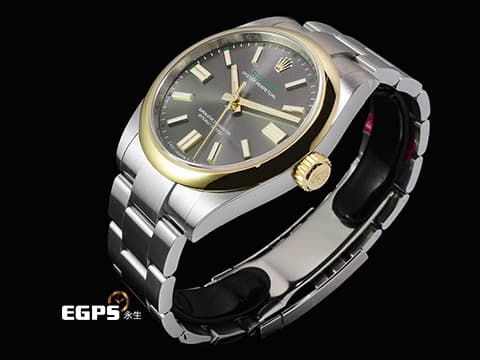 ROLEX 勞力士 Oyster Perpetual 41 蠔式恆動型 134303 OP41 不鏽鋼&amp;18K黃金材質 半金&nbsp;今年最新款 100週年紀念款 石板灰色太陽放射紋面盤 100週年字樣 勞力士綠色「ROLEX」字樣以及綠色方格時標&nbsp;2026年木紋保卡 保有原廠全膜&nbsp;自動上鍊 41mm