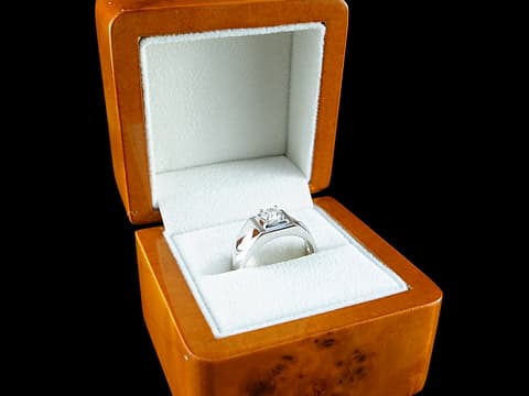 白K金 天然鑽石 主石重0.50CT 噴砂處理  鑽石戒指 男戒
