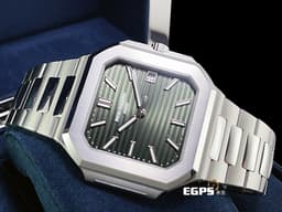 Patek Philippe 百達翡麗 PP Cubitus 5821/1A-001 不鏽鋼材質&nbsp;<font color="#c0f2bf">綠色橫條浮雕日輝紋面盤</font><font color="#2828FF">&nbsp;</font>大三針<font color="#ff0000">&nbsp;方形圓角錶殼 橄欖綠</font><font color="#fafa01"> 2026年保單 </font> 自動上鍊 45mm