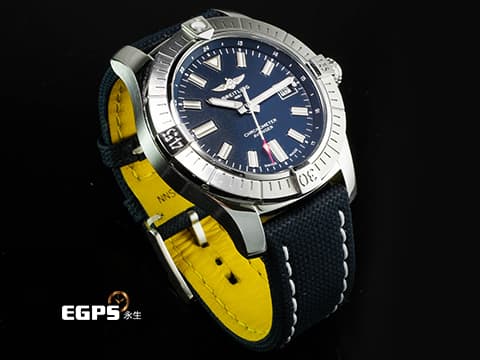BREITLING 百年靈 Avenger Automatic 43 復仇者系列 A17318 不鏽鋼 黑色面盤 黑色皮革錶帶&nbsp;2023年保單 自動上鍊 43mm