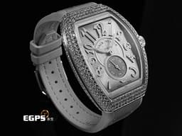 Franck Muller 法蘭穆勒 FM Vanguard Lady Slim Vintage V35 S <font color="#05f0f0">銀灰色面盤 原廠鑲嵌308顆頂級天然美鑽（約4.44克拉）</font>小秒針 不鏽鋼材質&nbsp;<font color="#ff0000">2025年保單</font> 自動上鍊 35x46.3mm
