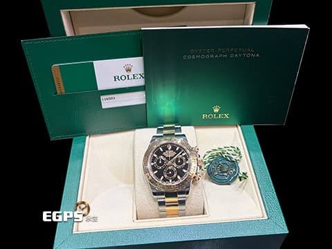 ROLEX 勞力士 Cosmograph Daytona 宇宙計時型 迪通拿 116503 黑色面盤&nbsp;18K黃金 半金款&nbsp;計時碼錶 賽車錶&nbsp;2019年保卡&nbsp;自動上鍊 40mm