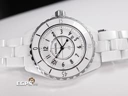 CHANEL 香奈兒 J12 White Ceramic H0968 經典 白陶瓷 大三針 專利不鏽鋼蝴蝶扣 石英腕錶 33mm