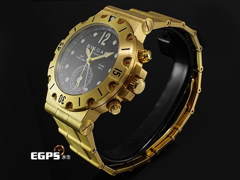 BVLGARI 寶格麗 Diagono Scuba GMT SD 38 G 18K黃金材質 第二地24小時時區顯示 指針式日期顯示&nbsp;整支約5.2兩重 自動上鏈&nbsp;39mm