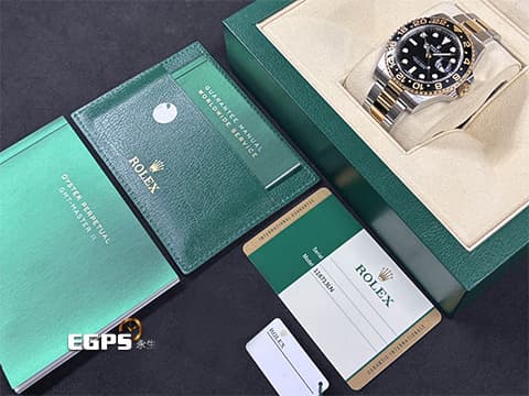ROLEX 勞力士 GMT-Master II 蠔式 格林威治型 116713LN&nbsp;綠色兩地時區指針&nbsp;116713 LN&nbsp;18K黃金 半金款&nbsp;陶瓷外圈&nbsp;2017年保卡  自動上鏈 40mm