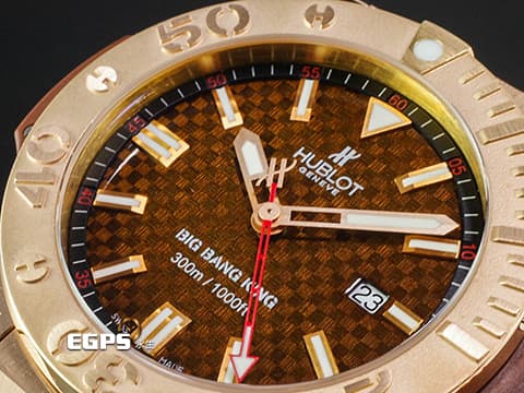 Hublot 宇舶 BIG BANG系列 322.PC.1001.RX 18K玫瑰金材質 棕色格紋面盤&nbsp;&nbsp;2019年保卡 整支重約6.24兩 新錶訂價約：1,223,600元&nbsp;自動上鍊 48mm