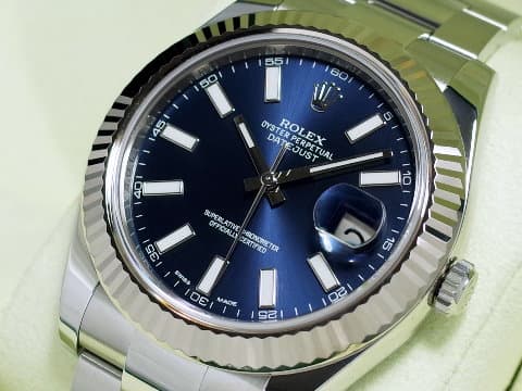 ROLEX 勞力士 Datejust II 經典 蠔式日誌型 116334 藍色面盤 柱狀夜光時標 DJ41 不鏽鋼材質 18K白金三角坑紋錶圈 自動上鍊 41mm