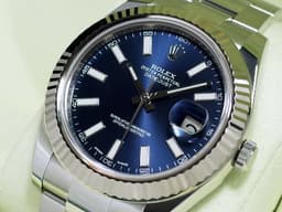 ROLEX 勞力士 Datejust II 經典 蠔式日誌型 116334 <font color="#0066FF">藍色面盤 柱狀夜光時標</font> DJ41 不鏽鋼材質 18K白金三角坑紋錶圈 自動上鍊 41mm