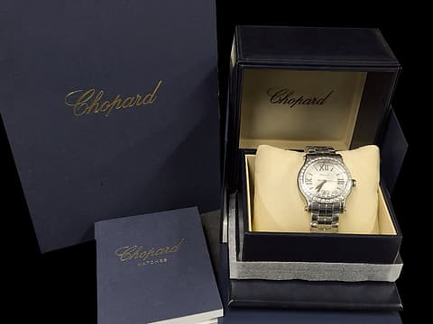CHOPARD 蕭邦 Happy Sport 快樂鑽 278559-3004 不鏽鋼材質 原廠7顆圓形跑鑽 原廠鑲嵌鑽石錶圈 2025年保單 自動上鍊 36mm
