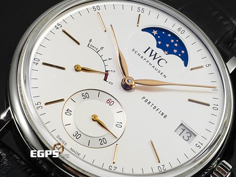 IWC 萬國 Portofino Moon Phase 柏濤菲諾 IW516401 不鏽鋼材質 八日鍊 月相顯示 動能顯示&nbsp;2017年保卡 台灣公司貨&nbsp;手上鍊 45mm