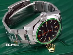 ROLEX 勞力士 Oyster Perpetual 蠔式 Milgauss 高抗磁 116400GV&nbsp;<font color="#00AA00">綠玻璃</font>&nbsp;不鏽鋼 大三針&nbsp;<font color="#FF8000">經典橘色閃電秒針</font> 116400 GV 自動上鍊 40mm