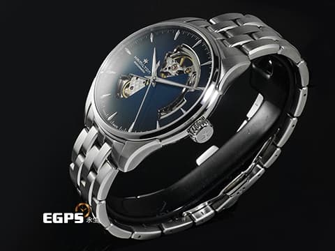 HAMILTON 漢米爾頓 Open Heart Auto 爵士系列 H32675140 不鏽鋼材質 藍色漸層鏤空面盤 2022年保卡 台灣公司貨&nbsp;自動上鍊 40mm