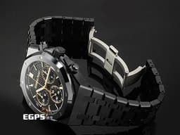 Audemars Piguet 愛彼 AP錶 Royal Oak Chronograph 皇家橡樹 26240CE.OO.1225CE.02 <font color="#05f0f0">黑色陶瓷材質 黑色錶面鐫刻「Grande Tapisserie」大型格紋面盤 玫瑰金色調指針、時標</font>&nbsp;飛返計時腕錶&nbsp;<font color="#ff0000">2026年保卡</font>&nbsp;自動上鍊&nbsp;41mm