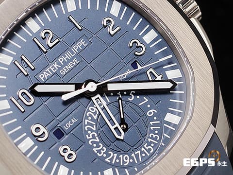Patek Philippe 百達翡麗 PP錶 Aquanaut 5164G-001 旅行家 海底探險家 兩地時間 畫夜顯示 手雷 首款白K金材質旅行時間系列 瑩潤灰藍色錶盤 突顯現代和悠閒時尚風格 年輕帥氣收藏家首選 2025年保單 40mm